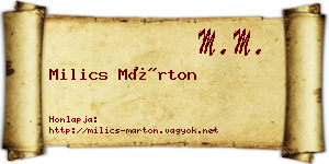 Milics Márton névjegykártya