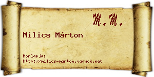 Milics Márton névjegykártya