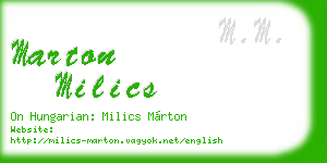 marton milics business card