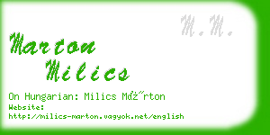 marton milics business card